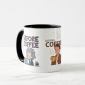 Voor Tijdens Na Koffie Stemming Vector Kunst Mok (Voorkant links)