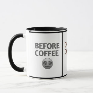 Voor Tijdens Na Koffie Stemming Vector Kunst Mok
