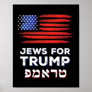 Voor Trump 2024 Israel USA Hebreeuwse Verkiezing J Poster