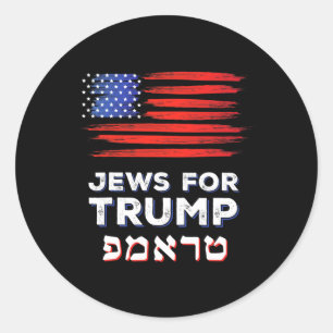Voor Trump 2024 Israel USA Hebreeuwse Verkiezing J Ronde Sticker