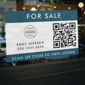 Voor verkoop | QR Code Realtor Agent — Blauwe Logo Raamsticker