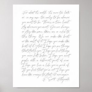 Voor wat het waard is...F. Scott Fitzgerald Script Poster