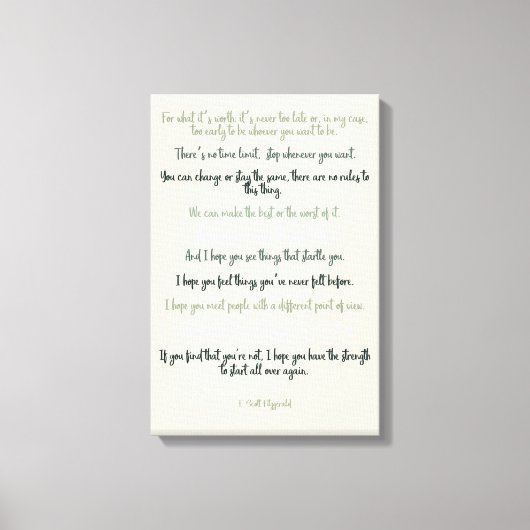 Voor wat het waard is van F Scott Fitzgerald Canvas Afdruk (Voorkant)
