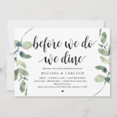 Voor we trouwen, dineren we, huwelijksrepetitie di kaart (Voorkant)