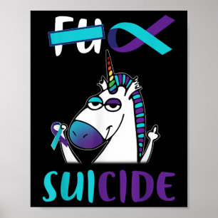 Voor zelfmoordpreventie Bewustzijn Eenhoorn Grappi Poster