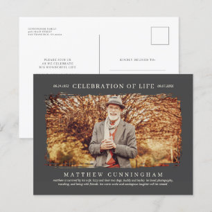 Voor zijn viering van het leven Moderne Eenvoudige Uitnodiging Briefkaart