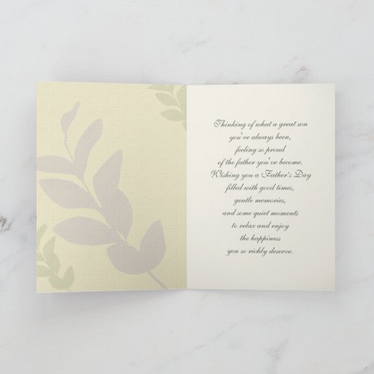 Voor Zoon op Vaderdag. Elegant Leaf Pattern Kaart (Binnen)