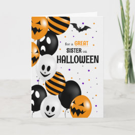 voor zuster Balloons en Polka Dots Halloween Kaart