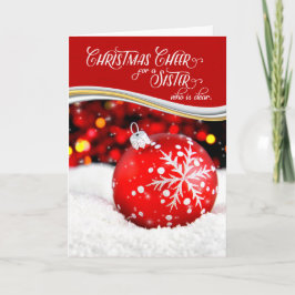 voor Zuster Kerstmis Cheer Red Snowflake Ornament Feestdagen Kaart