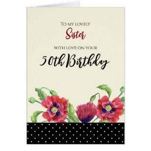 Voor zuster op Birthday Waterverf Red Poppies