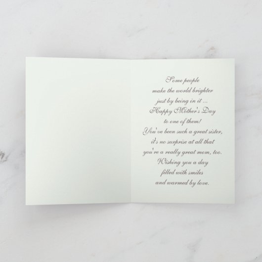 Voor zuster op Moederdag Wenskaarten Kaart (Binnen)