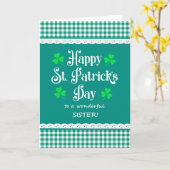 Voor zuster St Patrick's Shamrocks Groene cheques Kaart (Gele Bloem)