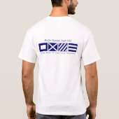 Vooraan branden, PYMC-signaalvlaggen op achterzijd T-shirt (Achterkant)
