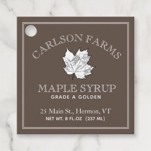 Vooraf berekende bewerkbare Maple Syrup Nutrition  Bedankjes Labels (Voorkant)