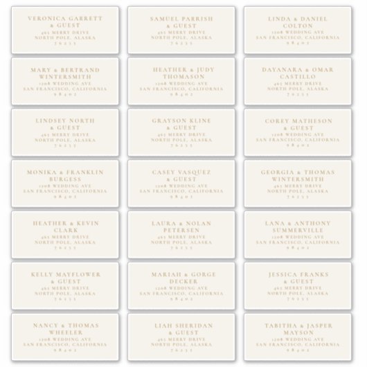 Vooraf geadresseerde Bruiloft Gast Mailing Label S (Voorkant)