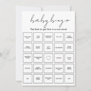 Vooraf ingevulde minimalistische baby shower bingo kaart