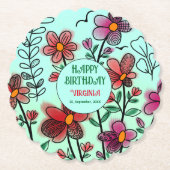 VOORAFGAANDE UNIEKE RODE DOODLE STROMEN KARTONNEN ONDERZETTERS (Voorkant)