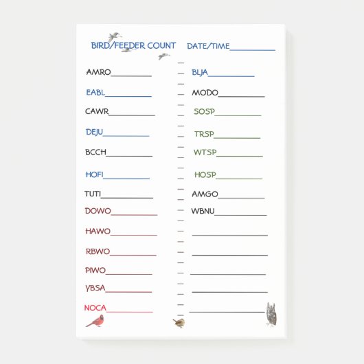 Voorbedrukte feedervogels Post-it Notes (Voorkant)