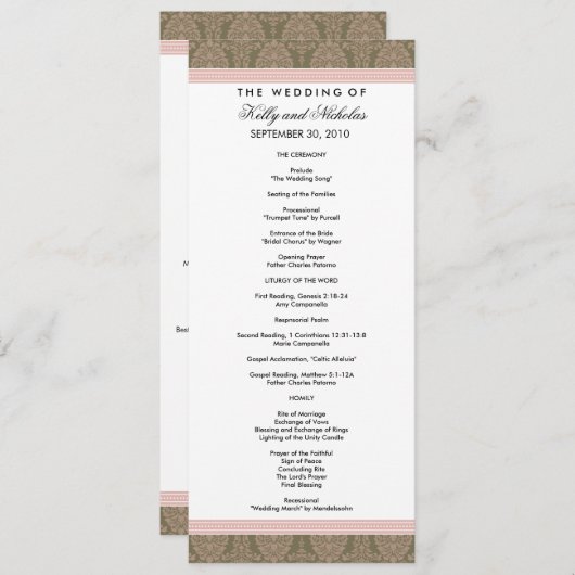 Voorbeeld huwelijksprogramma (met alleen sjabloont programma (Voorkant / Achterkant)