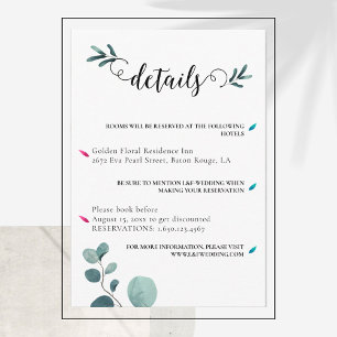 Voorbeeld kalligrafie Eucalyptus Wedding Details Informatiekaartje