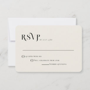 Voorbeeld minimalistische bruiloft RSVP Kaart