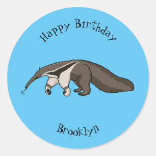 Voorbeeld van anteater happy cartoon ronde sticker