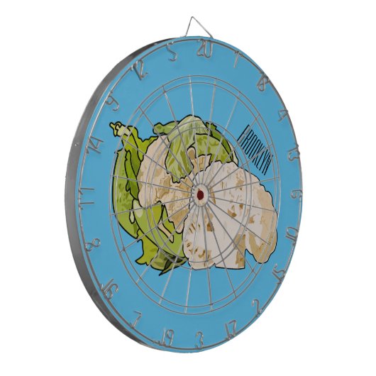 Voorbeeld van cartoon met bloemkool dartbord (Voorkant Links)