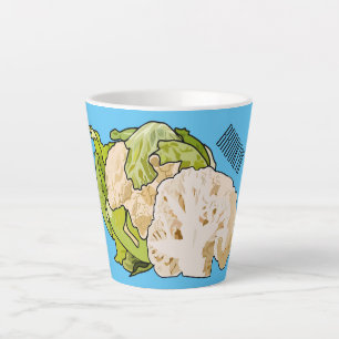 Voorbeeld van cartoon met bloemkool latte mok