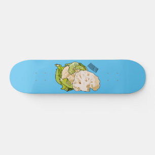 Voorbeeld van cartoon met bloemkool skateboard