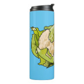 Voorbeeld van cartoon met bloemkool thermosbeker (Gedraaid links)