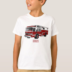 Voorbeeld van de cartoon van de brandweermotor t-shirt