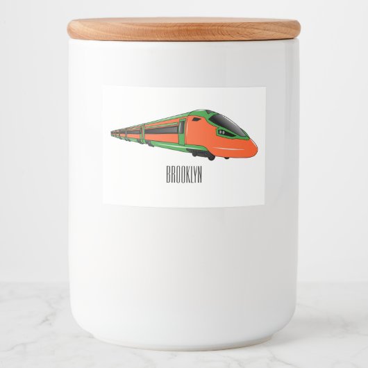 Voorbeeld van de cartoon van de bullettrein voedselcontainer etiket (Voorkant)