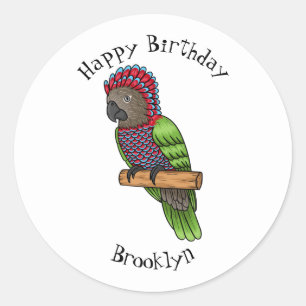 Voorbeeld van de cartoon van de paardenvogel ronde sticker