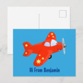 Voorbeeld van de cartoon van het rode luchtvliegtu briefkaart (Voorkant / Achterkant)