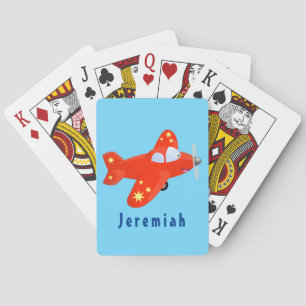 Voorbeeld van de cartoon van het rode luchtvliegtu pokerkaarten
