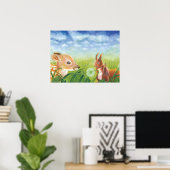 Voorbeeld van de Fawn and Squirrel Poster (Thuiskantoor)