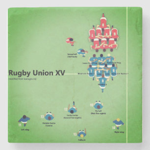 Voorbeeld van de Unie XV van Rugby met posities Stenen Onderzetter