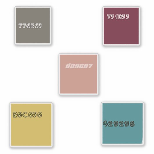 Voorbeeld van hex-codepalet sticker (Voorkant)