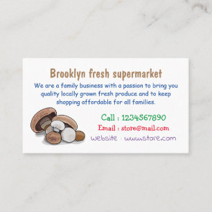 Voorbeeld van paddenstoelcartoon visitekaartje