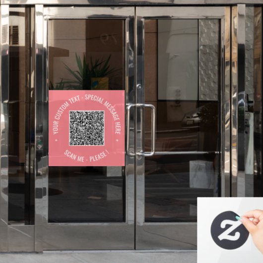 Voorbeeld van QR-code met aangepaste tekst en kleu Raamsticker (Kantoordeur)