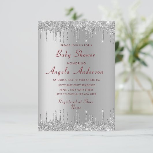 Voorbeeld van uitnodiging voor QR-code Glitter-Bab (Staand voorkant)