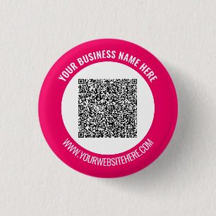 Voorbeeld van uw QR-code en aangepaste tekst Butto Ronde Button 3,2 Cm