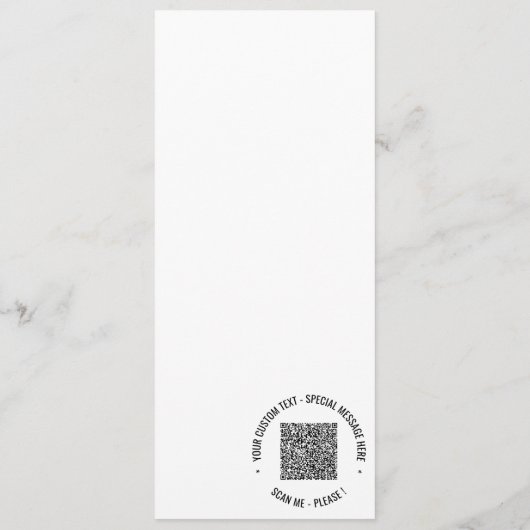 Voorbeeld van uw QR-code en aangepaste tekst menu  (Achterkant)