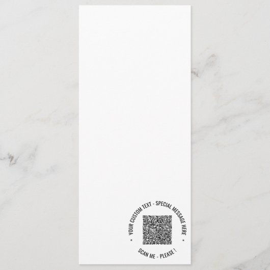 Voorbeeld van uw QR-code en aangepaste tekstmenu k Menu (Voorkant)