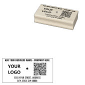 Voorbeeld van uw QR-code tekst en logo adres stemp Rubberstempel (Gestempeld)