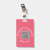 Voorbeeld van uw QR-codebadge met aangepaste tekst Badge (Achterkant met clip)