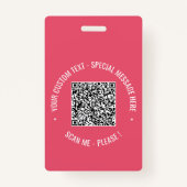 Voorbeeld van uw QR-codebadge met aangepaste tekst Badge (Achterkant)