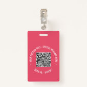Voorbeeld van uw QR-codebadge met aangepaste tekst Badge (Achterkant met clip)