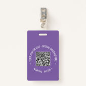 Voorbeeld van uw QR-codebadge met aangepaste tekst Badge (Voorkant met clip)