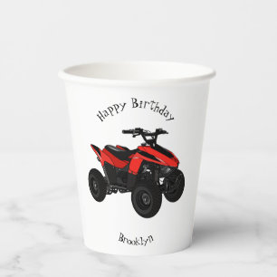 Voorbeeld van vierwielaandrijving met cartoon papieren bekers